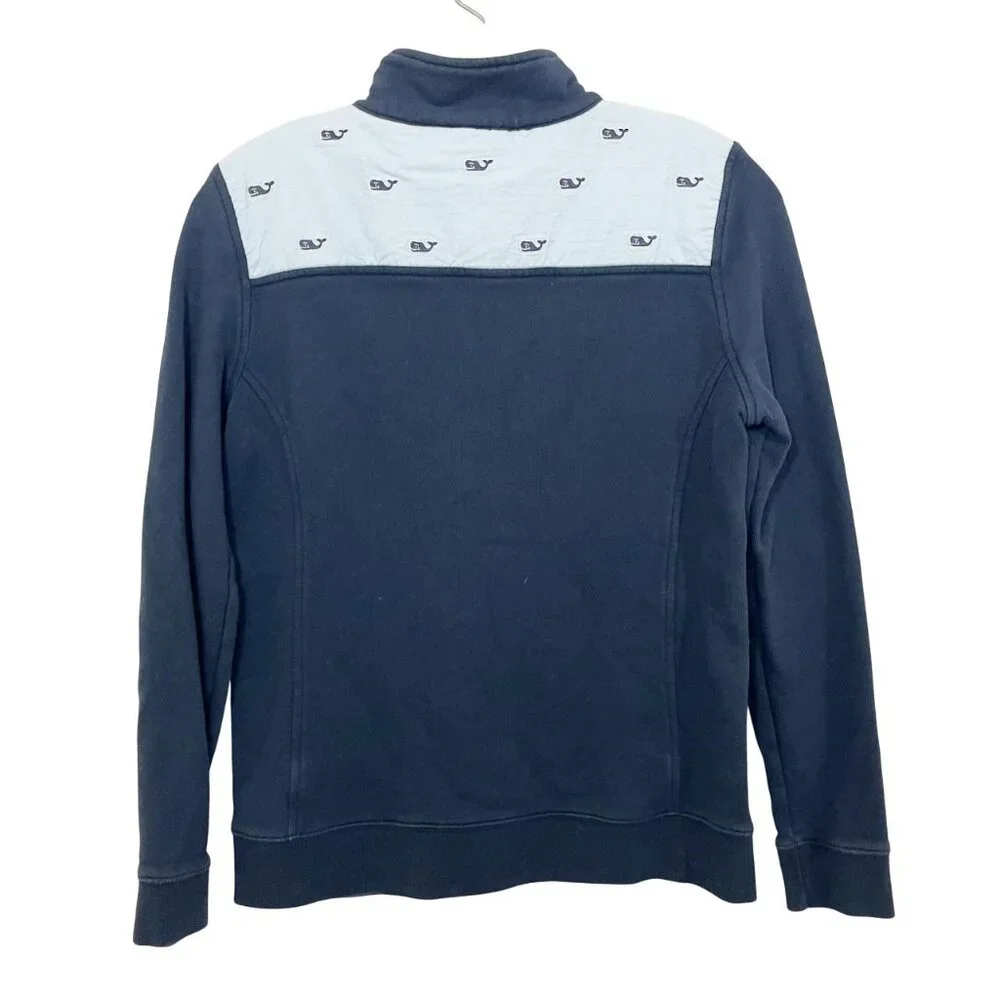 Vineyard Vines Women's Shep Shirt Navy Blue Whale Logo Quarter Zip Size XS‎